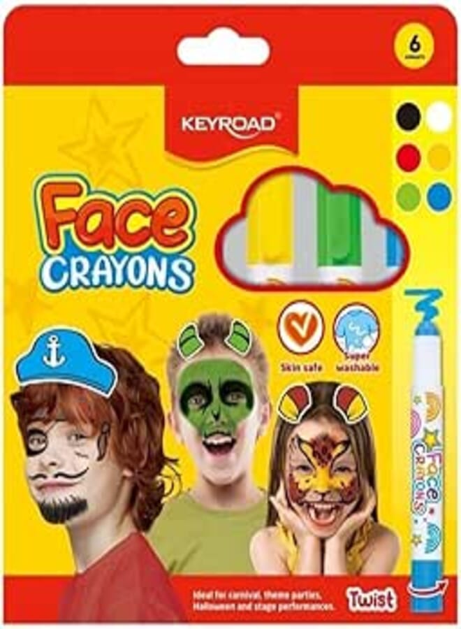 Keyroad KR972893 Wax Face Paints: 6 Vibrant Colors in Box for Safe, Creative Face Art at Parties and Events